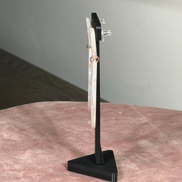 Charming Charlie White & Pink Marbled Teardrop Dangle Earrings - Picture 4 of 7